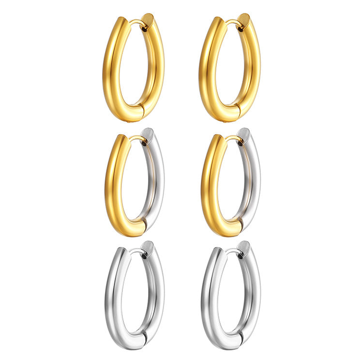 Stainless Oval Earrings