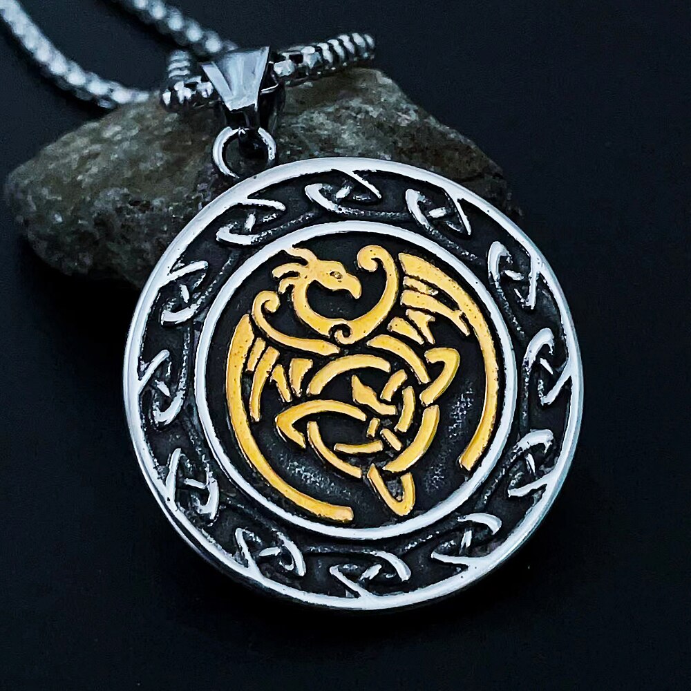 Double Sided Gold Dragon Necklace
