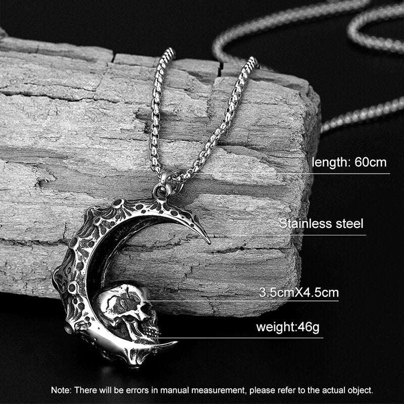 Moon Skull Pendant Necklace