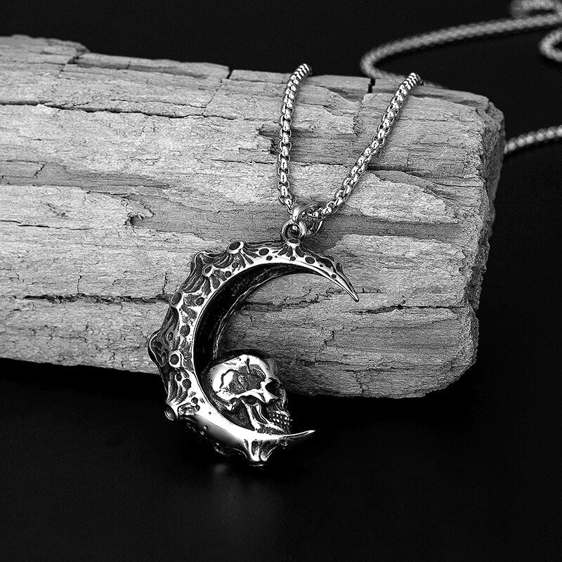 Moon Skull Pendant Necklace