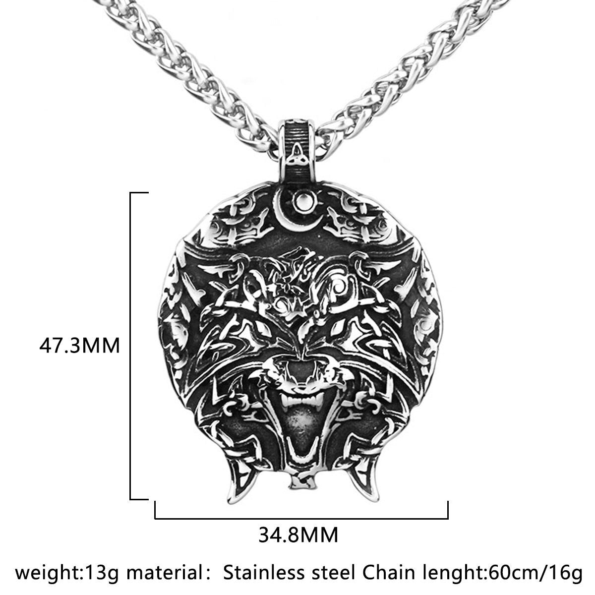 Head Celtic Wolf Necklace