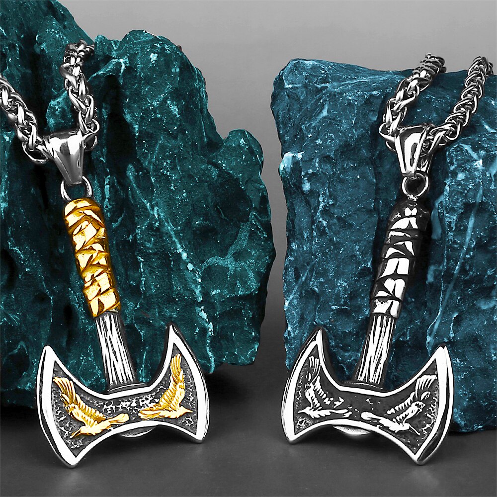 Odin Crow Axe Necklace