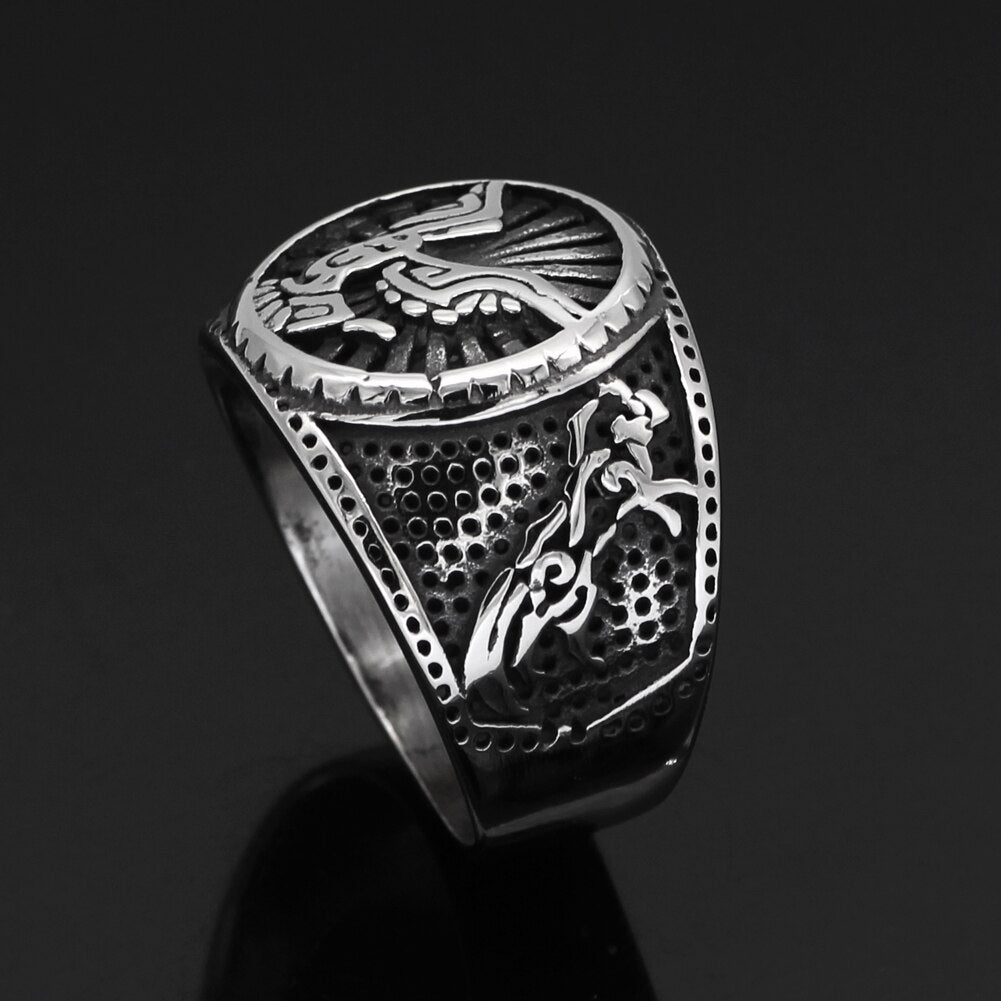 Odin symbol Raven Woil Ring