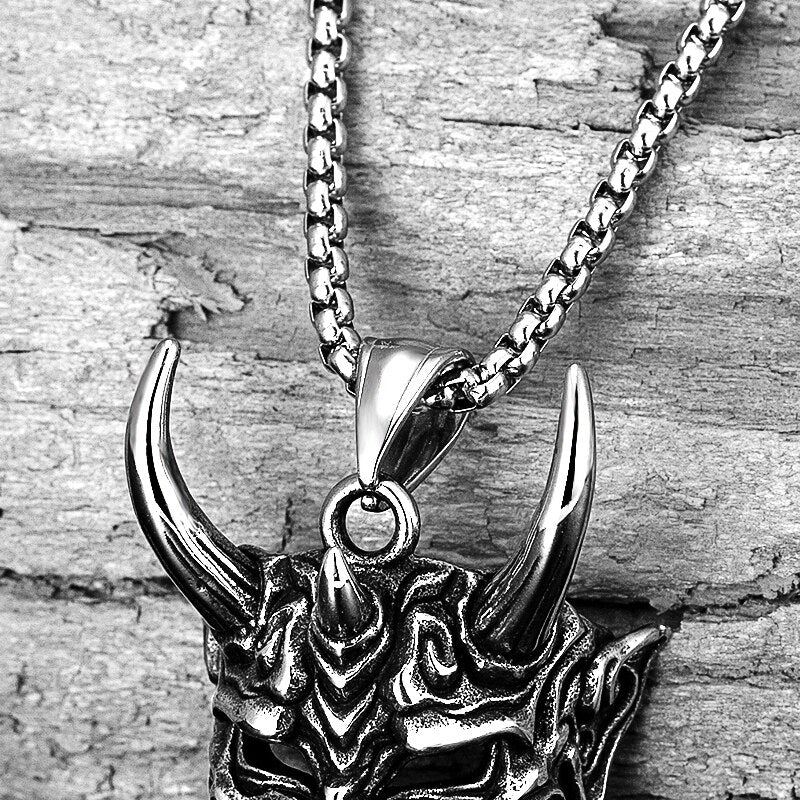 Steel Samurai Mask Necklace