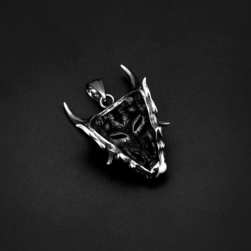 Steel Samurai Mask Necklace