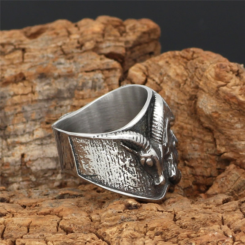 Odin Sheep Head Rune Ring