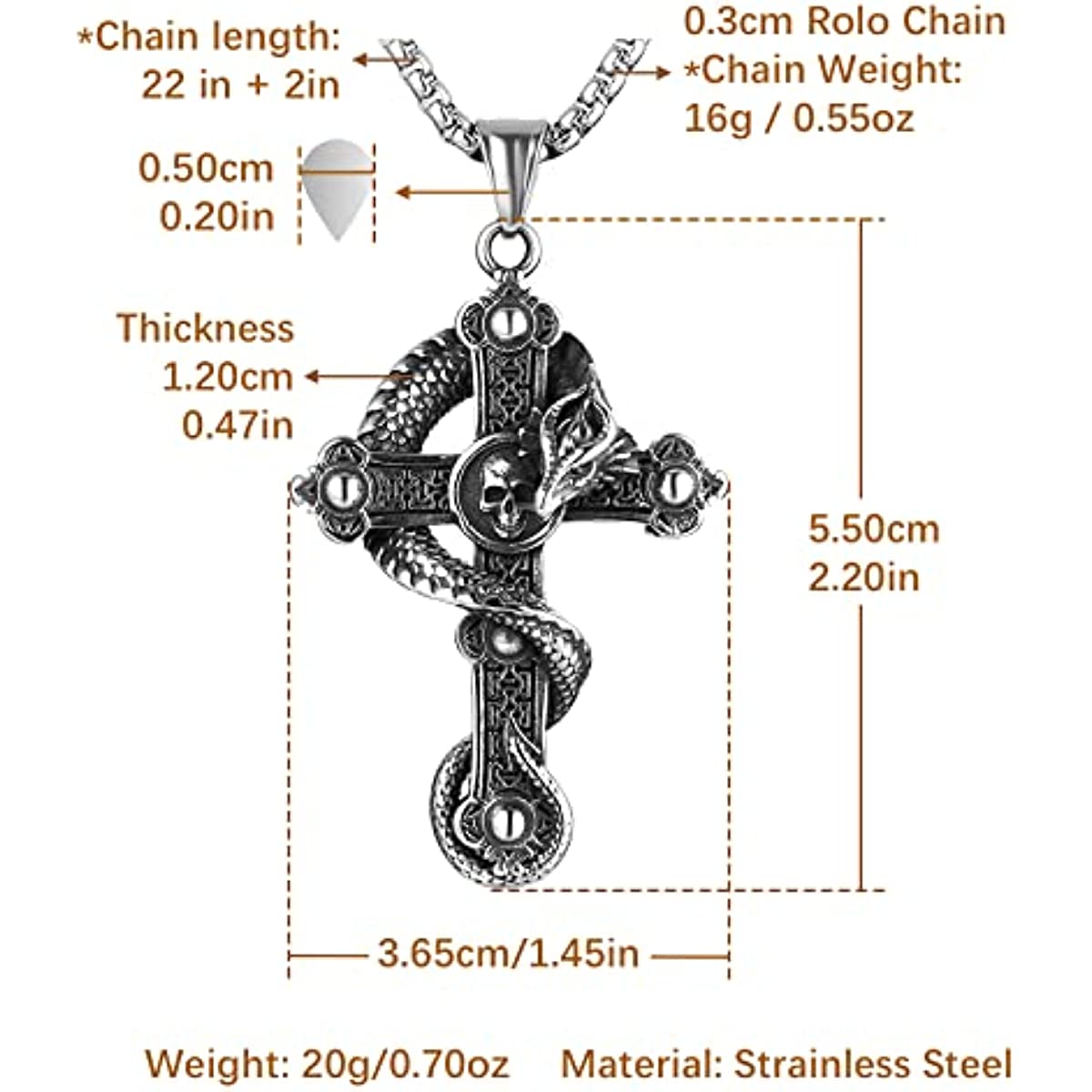 Gothic Skull Cross Necklace