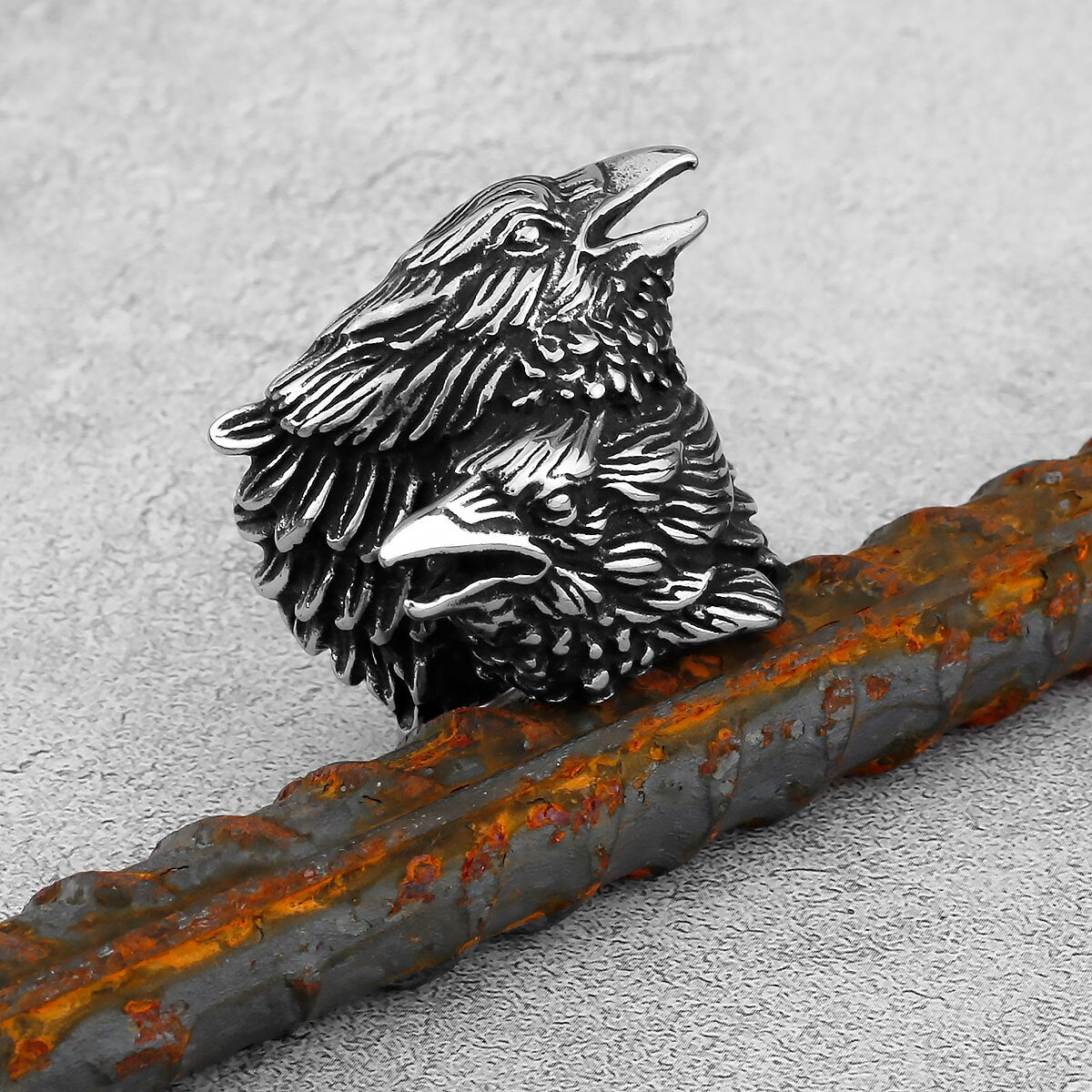 Two Entwined Ravens Ring