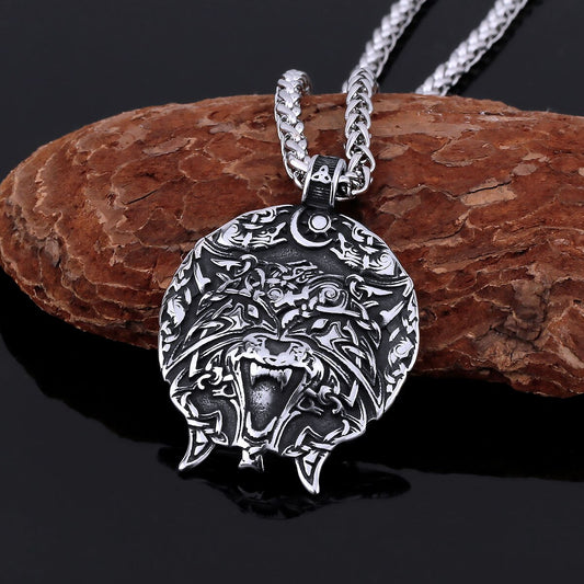 Head Celtic Wolf Necklace