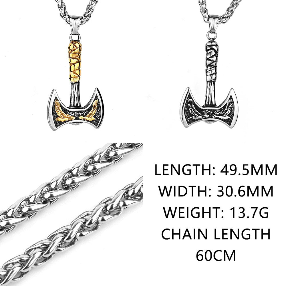 Odin Crow Axe Necklace