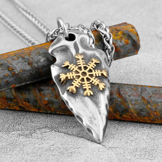 Spear Compass Road Sign Necklace