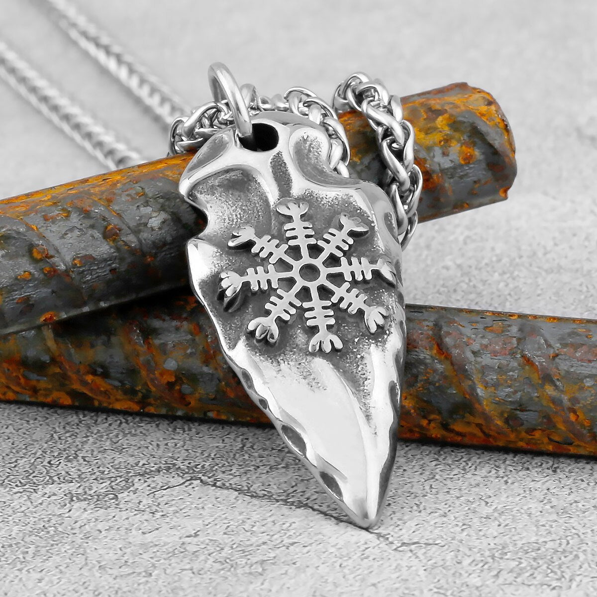 Spear Compass Road Sign Necklace