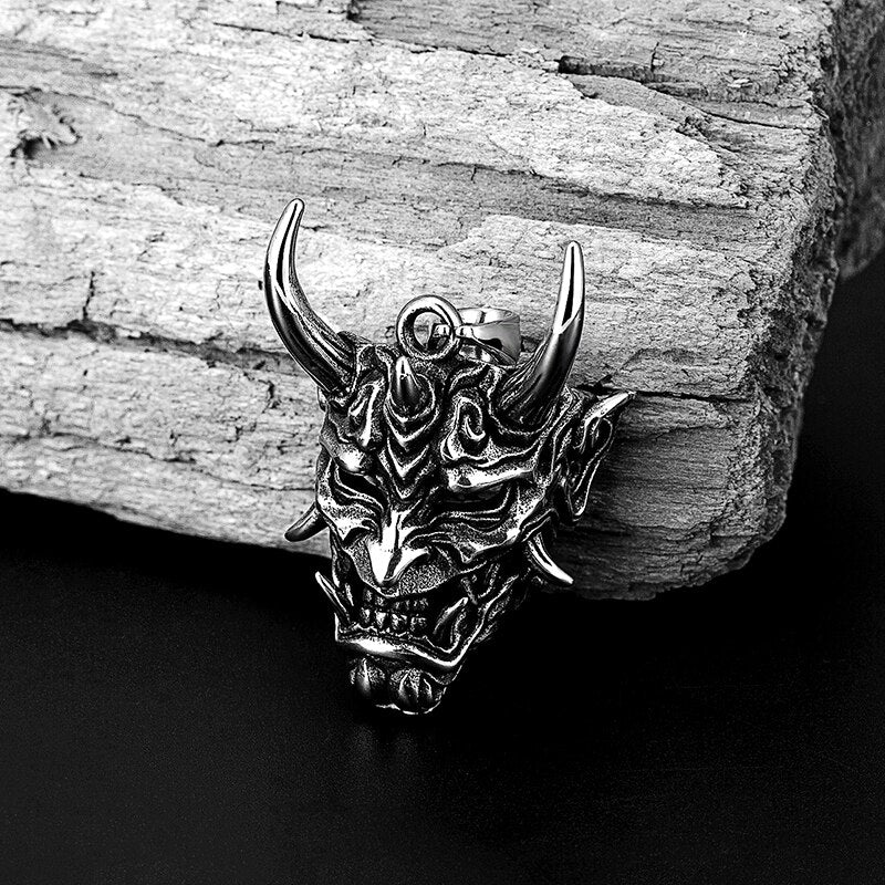Steel Samurai Mask Necklace