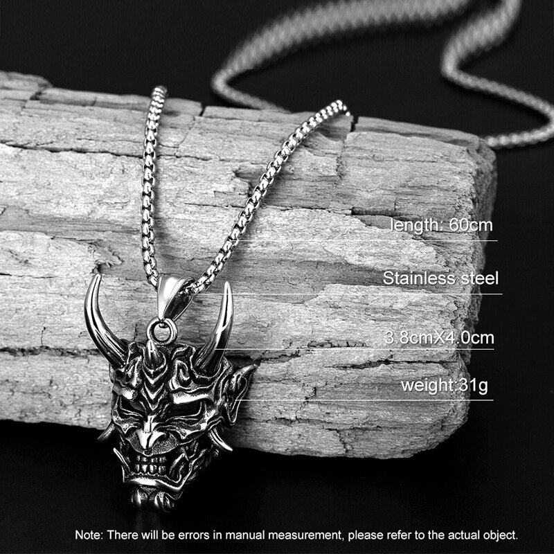 Steel Samurai Mask Necklace