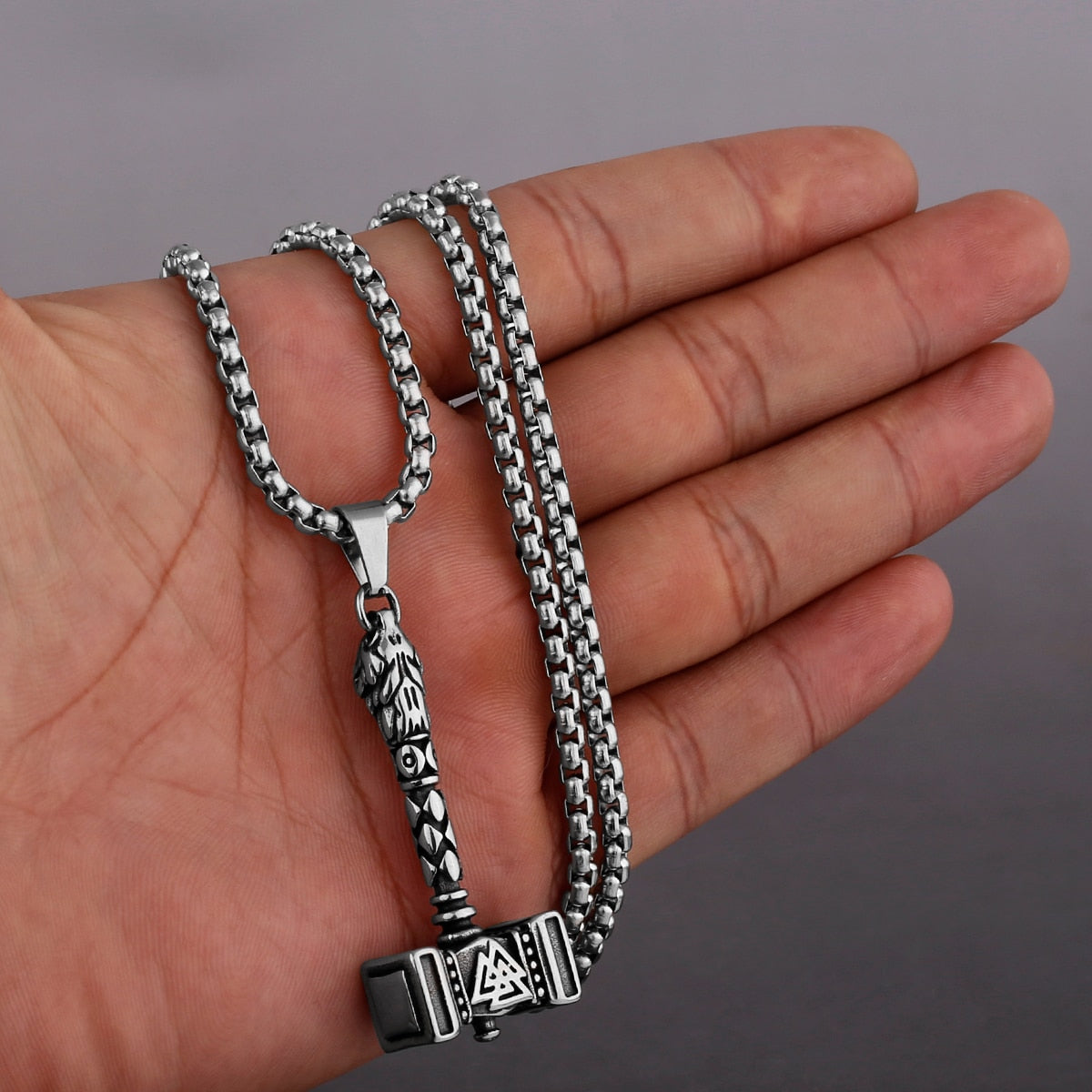 Odin's Hammer Valknut Rune Necklace