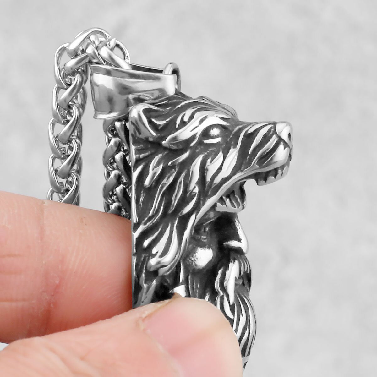 Mythology Wolf Head Pendant Necklace