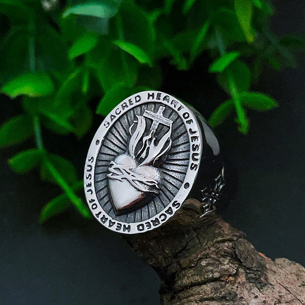 Sacred Heart of Jesus Cross Ring